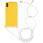 For iPhone XS Max TPU Anti-Fall Mobile Phone Case With Lanyard (Yellow)