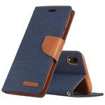 GOOSPERY CANVAS DIARY Denim Texture Horizontal Flip Leather Case for iPhone XR, with Holder & Card Slots & Wallet (Dark Blue)