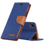 For iPhone XR GOOSPERY CANVAS DIARY Denim Texture Horizontal Flip Leather Case with Holder & Card Slots & Wallet (Blue)