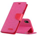 For iPhone XR GOOSPERY CANVAS DIARY Denim Texture Horizontal Flip Leather Case with Holder & Card Slots & Wallet (Rose Red)