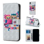 For iPhone XR Lovers Owl Pattern Horizontal Flip Leather Case with Holder & Card Slots & Photo Frame & Wallet