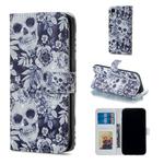 For iPhone XR Skull and Flower Pattern Horizontal Flip Leather Case with Holder & Card Slots & Photo Frame & Wallet