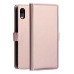 DZGOGO MILO Series PC + PU Horizontal Flip Leather Case for iPhone XR, with Holder & Card Slot & Wallet(Rose Gold)