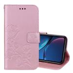 For iPhone XR Rose Embossed Horizontal Flip PU Leather Case,  with Holder & Card Slots & Wallet (Rose Gold)