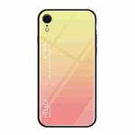 For iPhone XR Gradient Color Glass Case (Yellow)