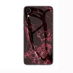 For iPhone XR Marble Glass Protective Case(Red)