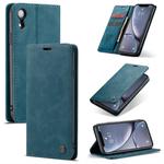 For iPhone XR CaseMe-013 Multifunctional Retro Frosted Horizontal Flip Leather Case with Card Slot & Holder & Wallet(Blue)