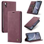 For iPhone XR CaseMe-013 Multifunctional Retro Frosted Horizontal Flip Leather Case with Card Slot & Holder & Wallet(Wine Red)