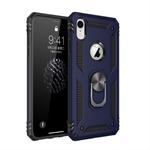 For iPhone XR Sergeant Armor Shockproof TPU + PC Protective Case with 360 Degree Rotation Holder (Blue)