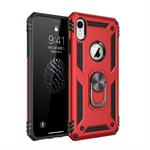 For iPhone XR Sergeant Armor Shockproof TPU + PC Protective Case with 360 Degree Rotation Holder (Red)