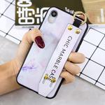 Marble Pattern Shockproof TPU Case for iPhone XR, with Wristband & Holder (Purple)
