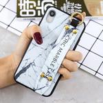 Marble Pattern Shockproof TPU Case for iPhone XR, with Wristband & Holder (White)