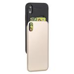 GOOSPERY TPU + PC Sky Slide Bumper Protective Case for iPhone XR,  with Card Slots (Gold)