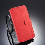 For iPhone XR DG.MING Retro Oil Side Horizontal Flip Case with Holder & Card Slots & Wallet (Red)