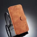 For iPhone XR DG.MING Retro Oil Side Horizontal Flip Case with Holder & Card Slots & Wallet (Brown)
