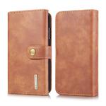 DG.MING Triple Fold Crazy Horse Texture Magnetic Horizontal Flip Leather Case for iPhone XR, with Holder & Card Slots & Wallet (Brown)