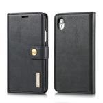 For iPhone XR DG.MING Crazy Horse Texture Flip Detachable Magnetic Leather Case with Holder & Card Slots & Wallet (Black)