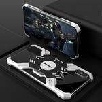For iPhone XR Hero Series Rugged Armor Metal Protective Case (Black Silver)
