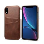 For iPhone XR Suteni Calf Texture Protective Case with Card Slots(Coffee)