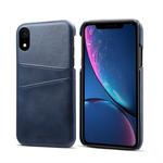 For iPhone XR Suteni Calf Texture Protective Case with Card Slots(Blue)
