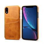 For iPhone XR Suteni Calf Texture Protective Case with Card Slots(Brown)