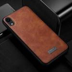 For iPhone XR SULADA Shockproof TPU + Handmade Leather Case (Brown)