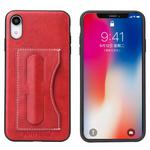 For iPhone XR Fierre Shann Full Coverage Protective Leather Case with Holder & Card Slot (Red)