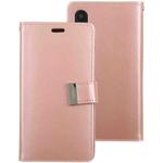 For iPhone XR GOOSPERY RICH DIARY Crazy Horse Texture Horizontal Flip Leather Case with Card Slots & Wallet (Rose Gold)