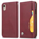 For iPhone XR Knead Skin Texture Horizontal Flip Leather Case with Photo Frame & Holder & Card Slots & Wallet (Wine Red)