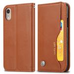 For iPhone XR Knead Skin Texture Horizontal Flip Leather Case with Photo Frame & Holder & Card Slots & Wallet (Brown)