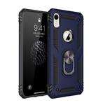 For iPhone XR Armor Shockproof TPU + PC Protective Case with 360 Degree Rotation Holder (Blue)