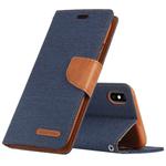 For iPhone X / XS GOOSPERY CANVAS DIARY Denim Texture Horizontal Flip Leather Case with Holder & Card Slots & Wallet (Dark Blue)