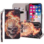 Fire Skull Pattern Colored Drawing Horizontal Flip Leather Case for iPhone XR, with Holder & Card Slots & Wallet & Lanyard