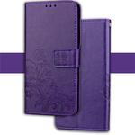 For iPhone XR Embossed Pattern PU + TPU Horizontal Flip Leather Case with Holder & Card Slots & Wallet (Purple)
