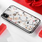 SULADA Flower Pattern Plating Diamond PC Case for iPhone XS / X (Black)
