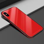 SULADA Metal Frame Toughened Glass Case for iPhone XS / X (Red)