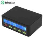 10A Max Output 5 x USB Ports Charger with Smart LCD Display(Black)