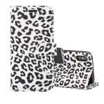 For iPhone XS Leopard Pattern Horizontal Flip Leather Case with Holder & Card Slots(White)