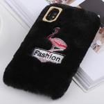 Flamingo Pattern Plush Case for iPhone X / XS (Black)