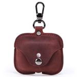 CF1108 For AirPods Pro Crazy Horse Texture Earphone Protective Leather Case with Hook(Wine Red)