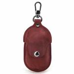 CF1109 For Galaxy Buds Crazy Horse Texture Clamshell Earphone Protective Leather Case with Hook (Wine Red)