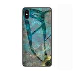 For iPhone X / XS Marble Glass Protective Case(Emerald)