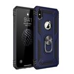 For iPhone X / XS Sergeant Armor Shockproof TPU + PC Protective Case with 360 Degree Rotation Holder (Blue)
