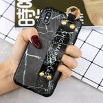 Marble Pattern Shockproof TPU Case for iPhone X / XS, with Wristband & Holder (Black)