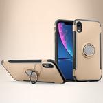 For iPhone XR Magnetic 360 Degrees Rotation Ring Armor Protective Case(Gold)