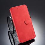 For iPhone X / XS DG.MING Retro Oil Side Horizontal Flip Case with Holder & Card Slots & Wallet (Red)