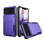 For iPhone X / XS Shockproof TPU + PC Protective Case with Card Slot(Purple)