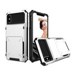 For iPhone X / XS Shockproof TPU + PC Protective Case with Card Slot(White)