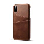 For iPhone X / XS Suteni Calf Texture Protective Case with Card Slots(Coffee)