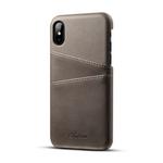 For iPhone X / XS Suteni Calf Texture Protective Case with Card Slots(Grey)